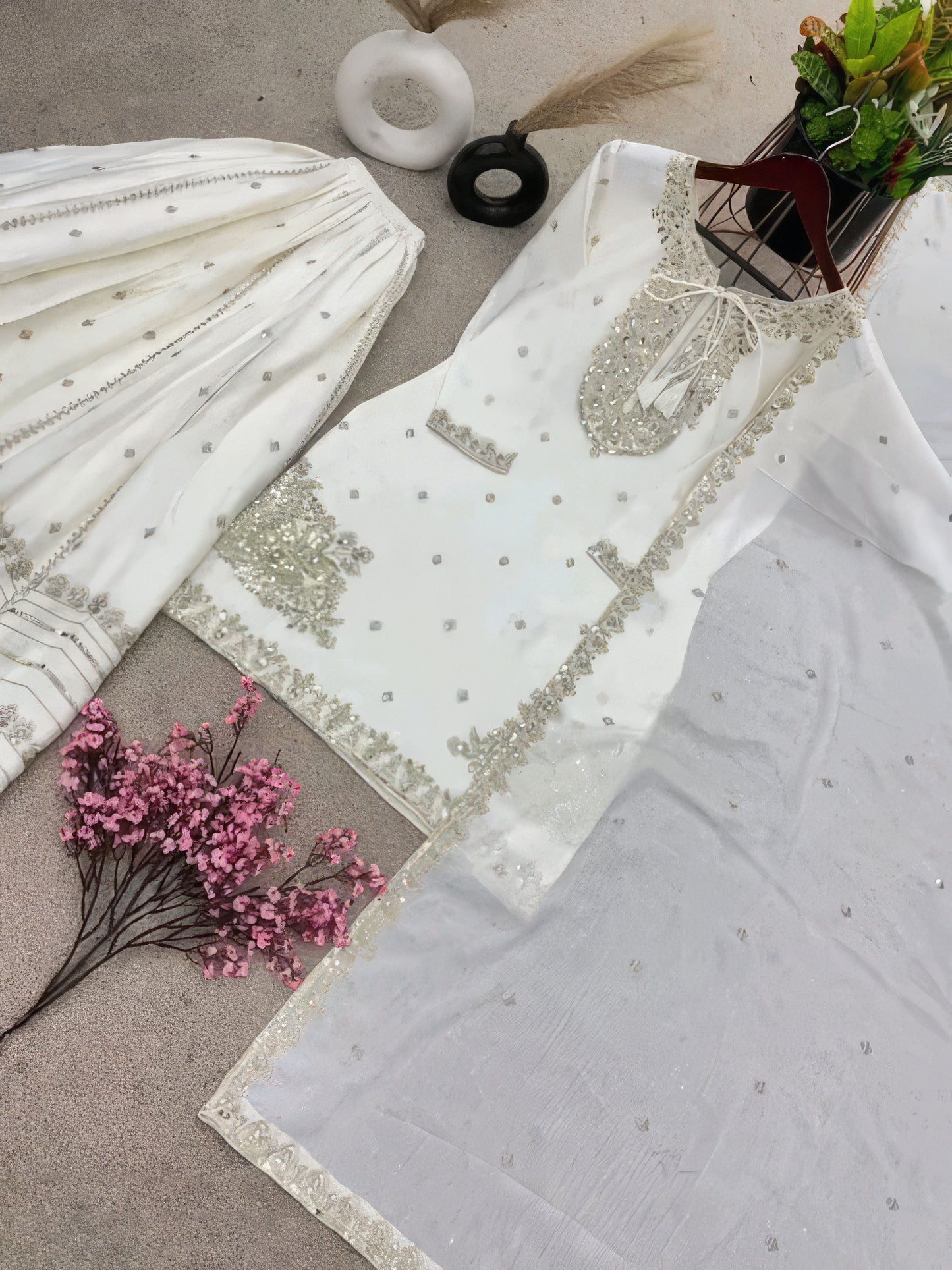 Pearl White Sharara Suit