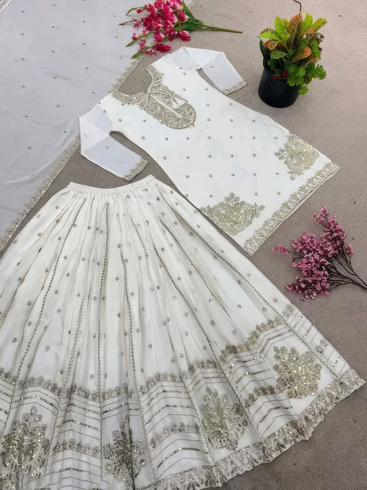Pearl White Sharara Suit