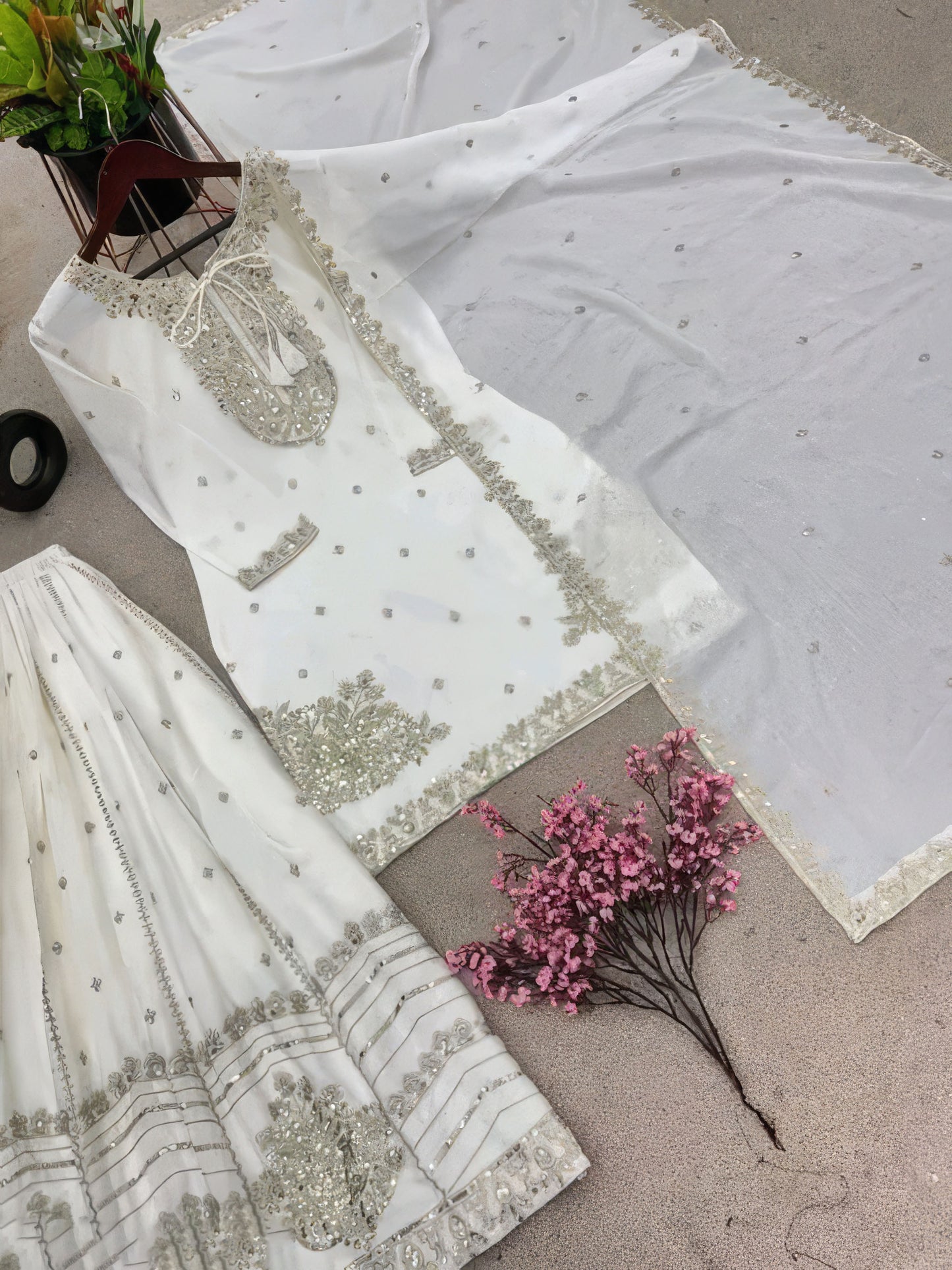 Pearl White Sharara Suit