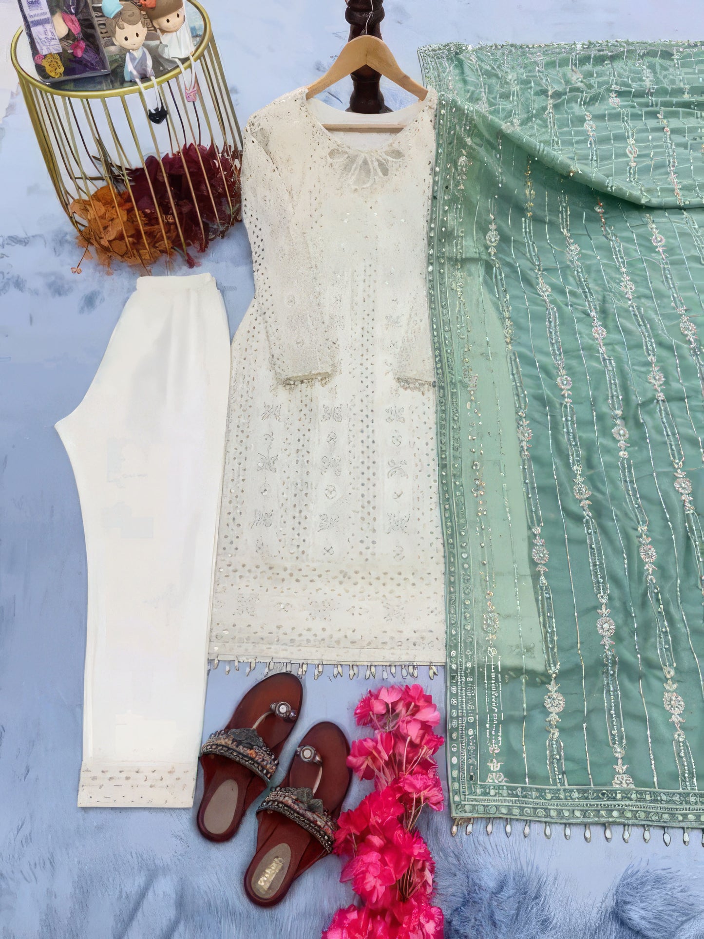 Fancy Georgette Embroided Kurta Dupatta Set