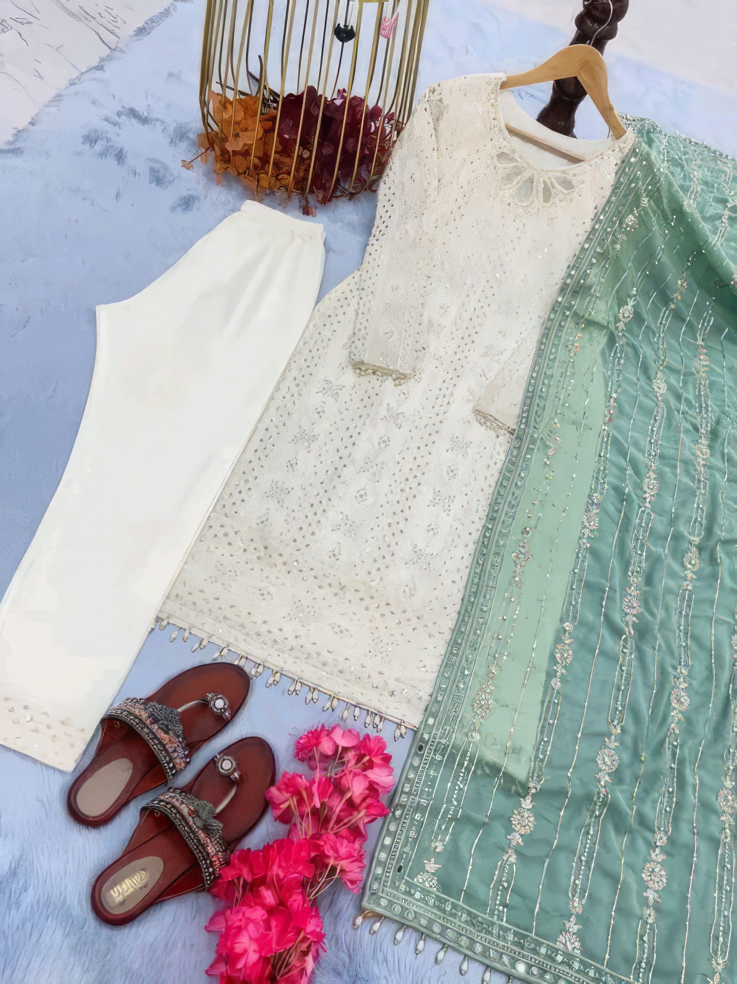 Fancy Georgette Embroided Kurta Dupatta Set