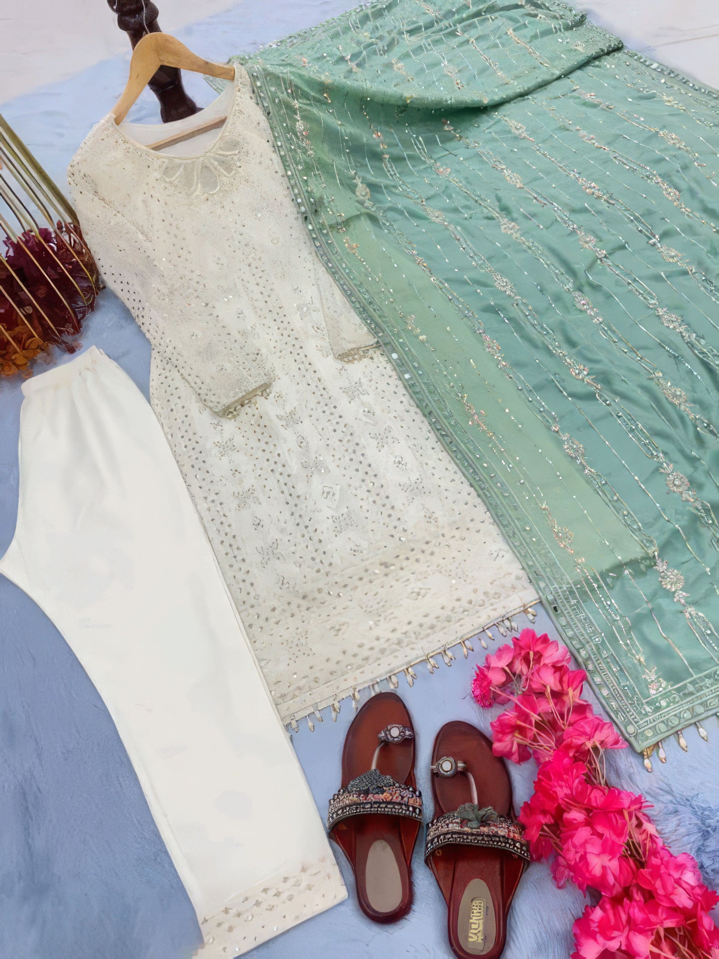Fancy Georgette Embroided Kurta Dupatta Set