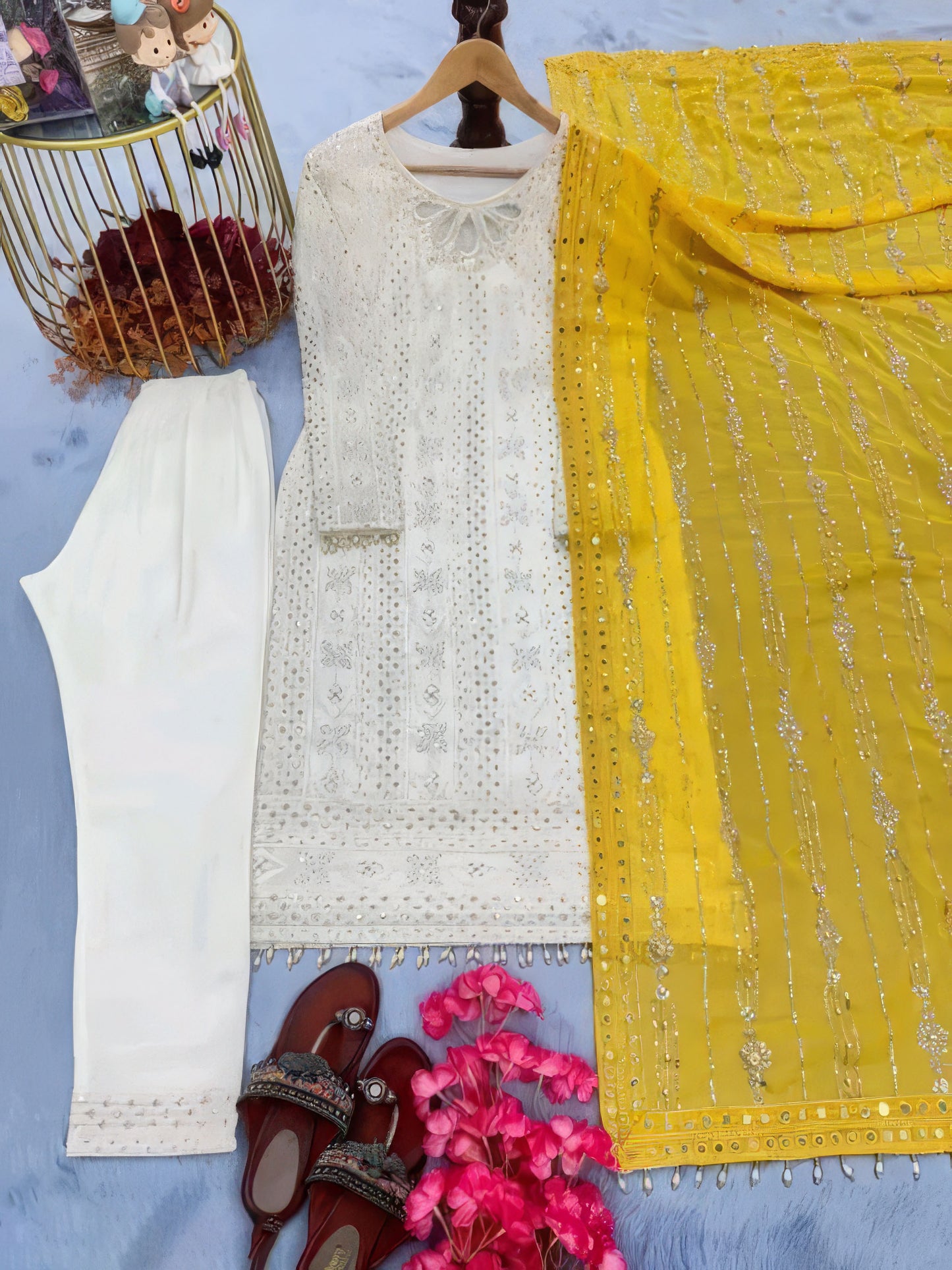 Fancy Georgette Embroided Kurta Dupatta Set