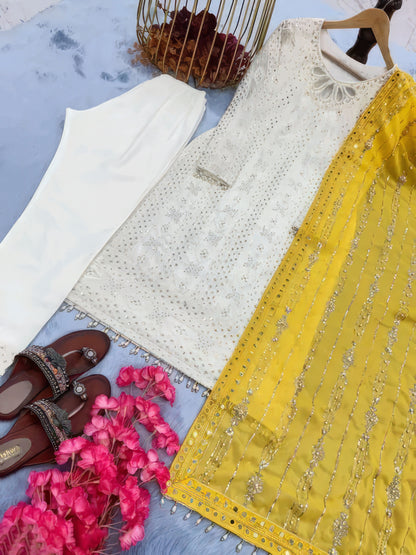 Fancy Georgette Embroided Kurta Dupatta Set