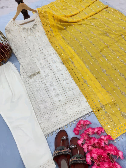 Fancy Georgette Embroided Kurta Dupatta Set