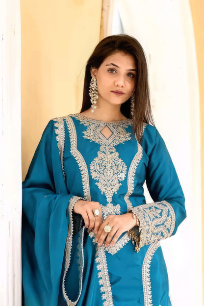 Elegance Partywear Kurti Plazzo Set
