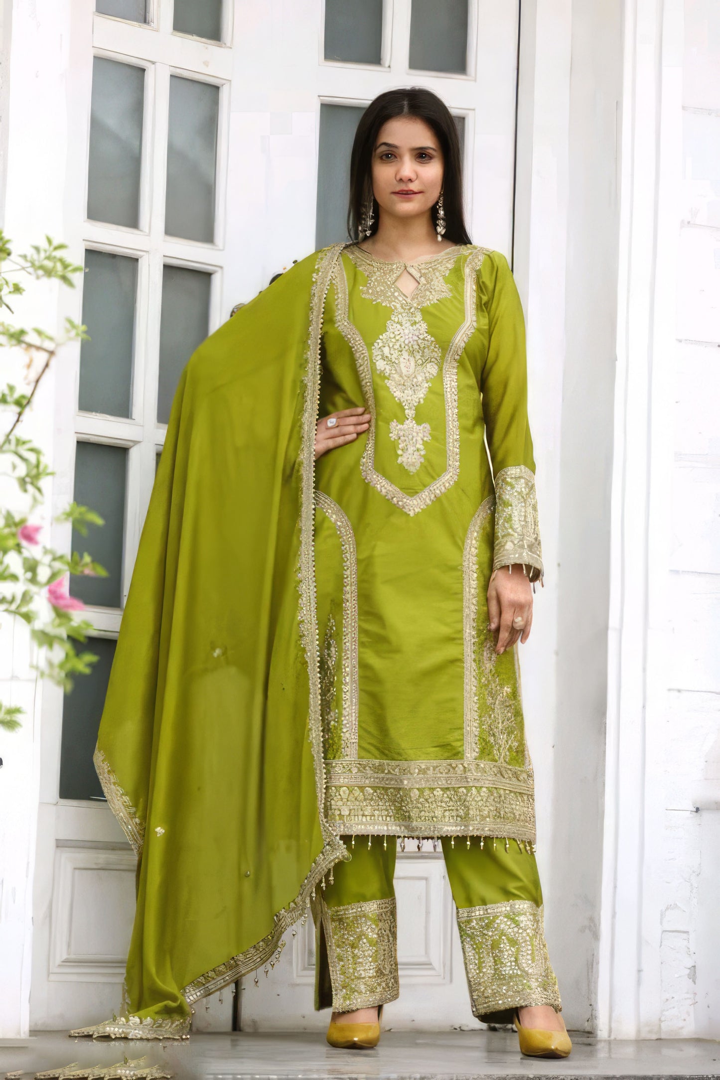 Elegance Partywear Kurti Plazzo Set