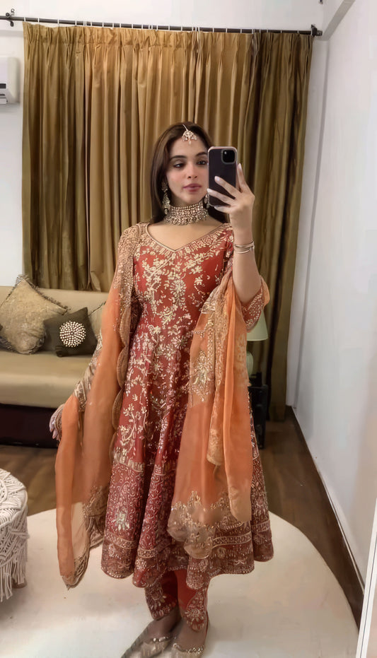 Orange Faux Georgette Sequence