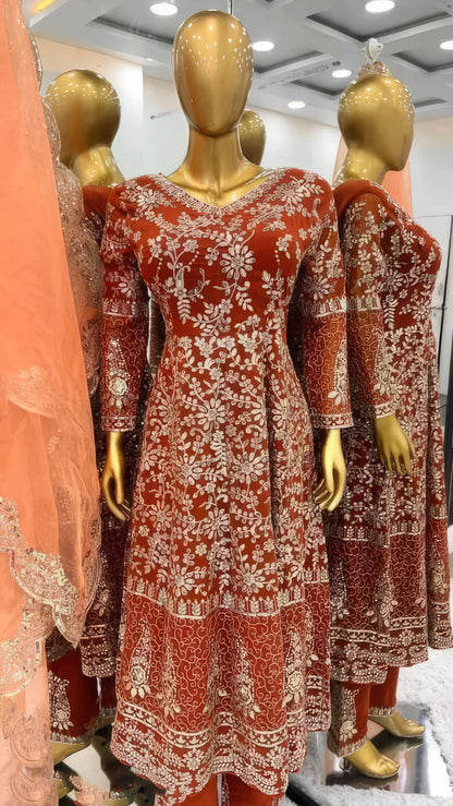 Orange Faux Georgette Sequence