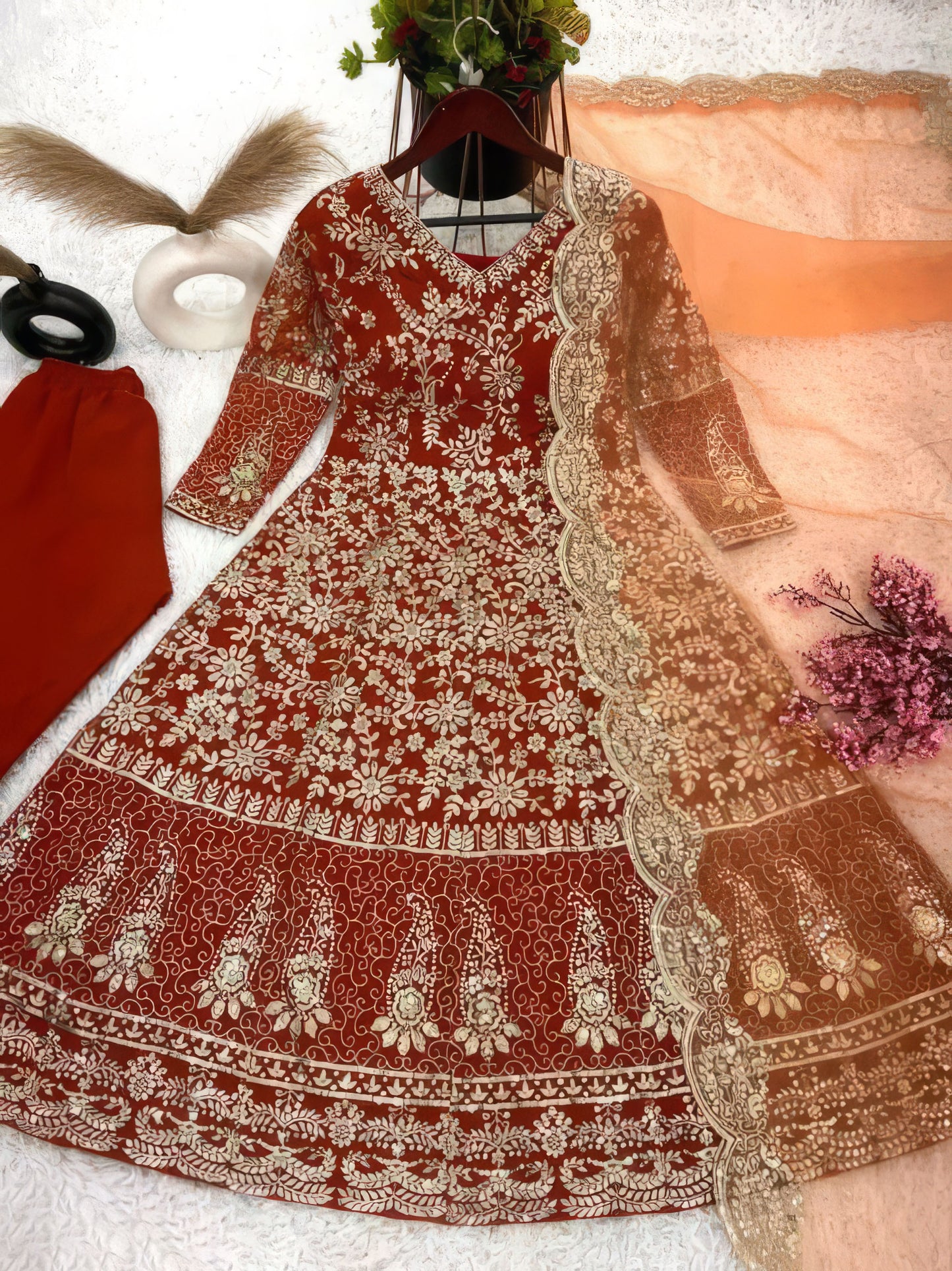 Orange Faux Georgette Sequence