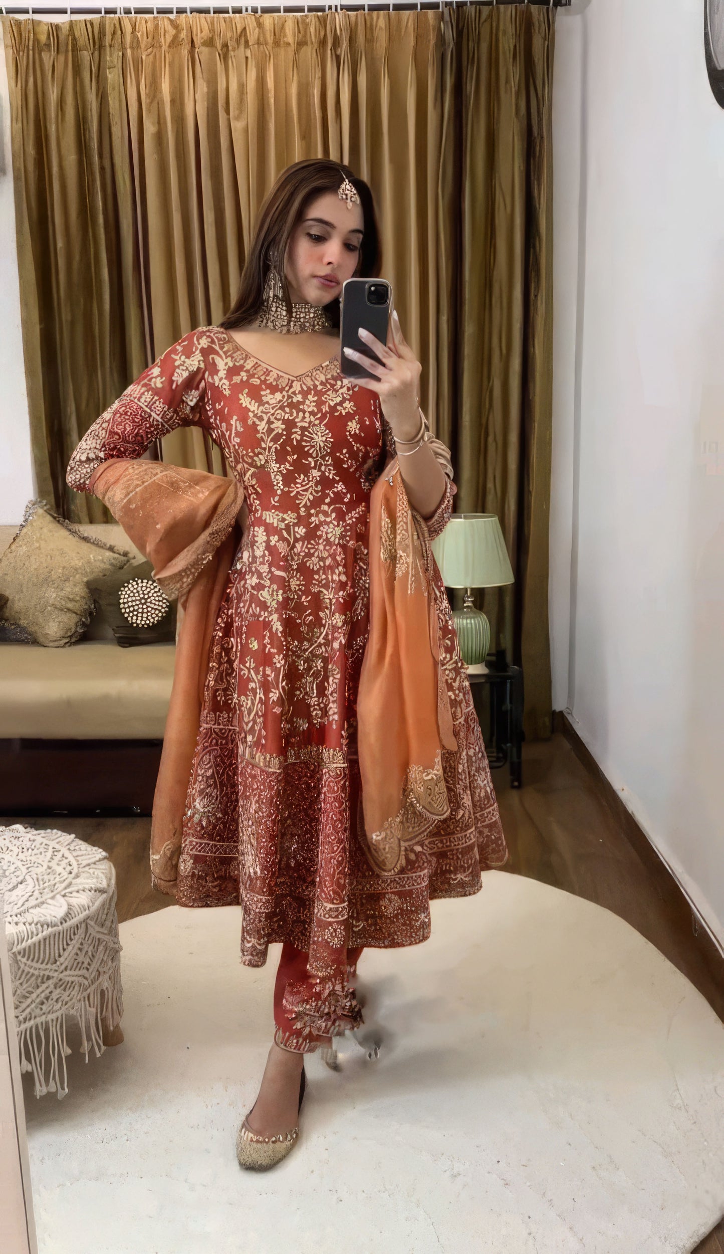 Orange Faux Georgette Sequence