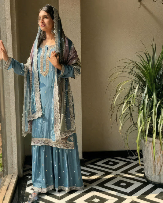 Designer Heavy Fuax Georgette Top Duppatta Set