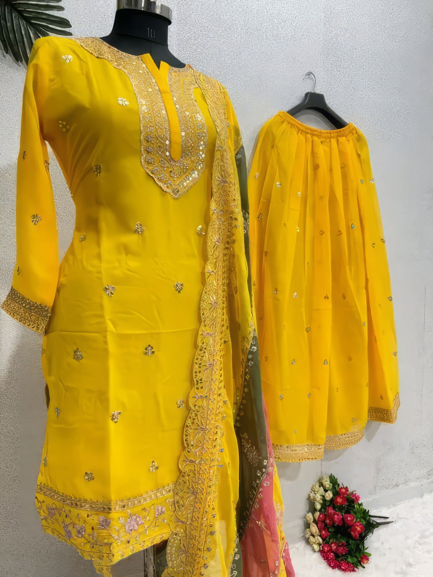 Designer Heavy Fuax Georgette Top Duppatta Set