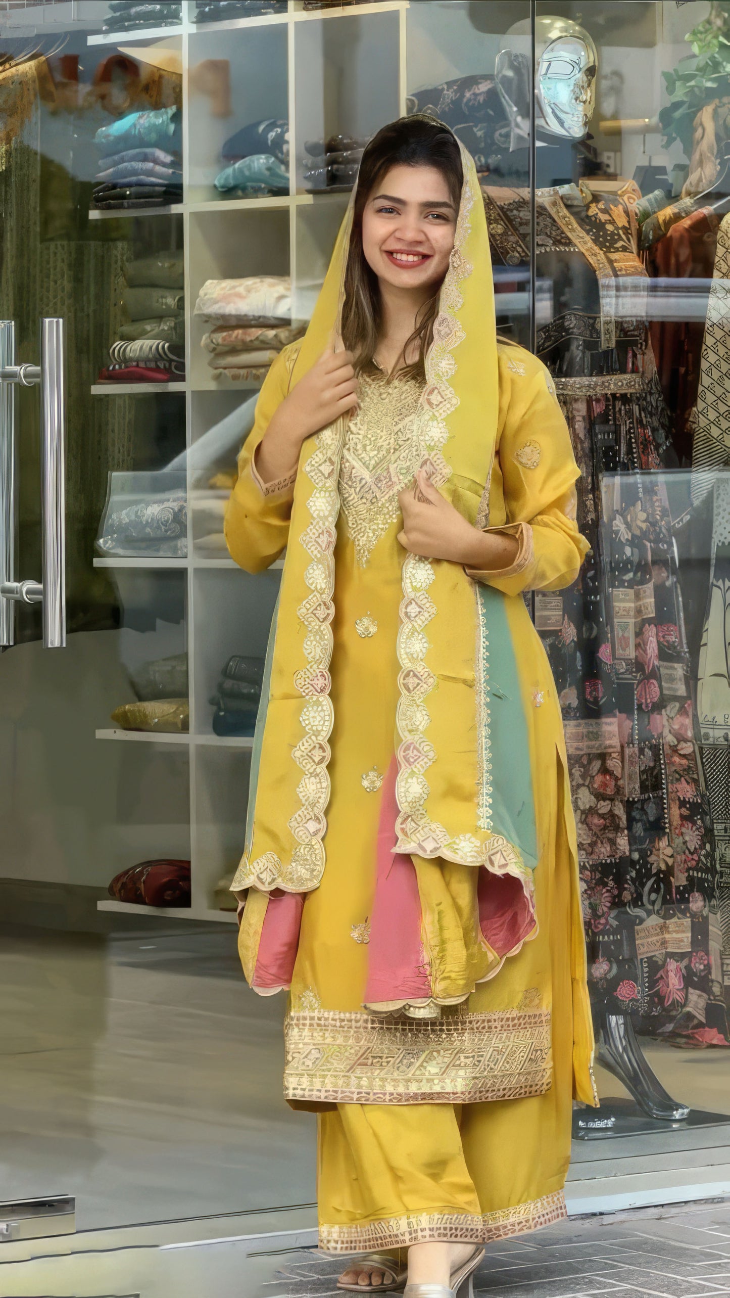 Yellow Georgette Embroidery Lehenga