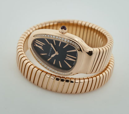 Rose Gold Snake Shape Bangle Watch for Women