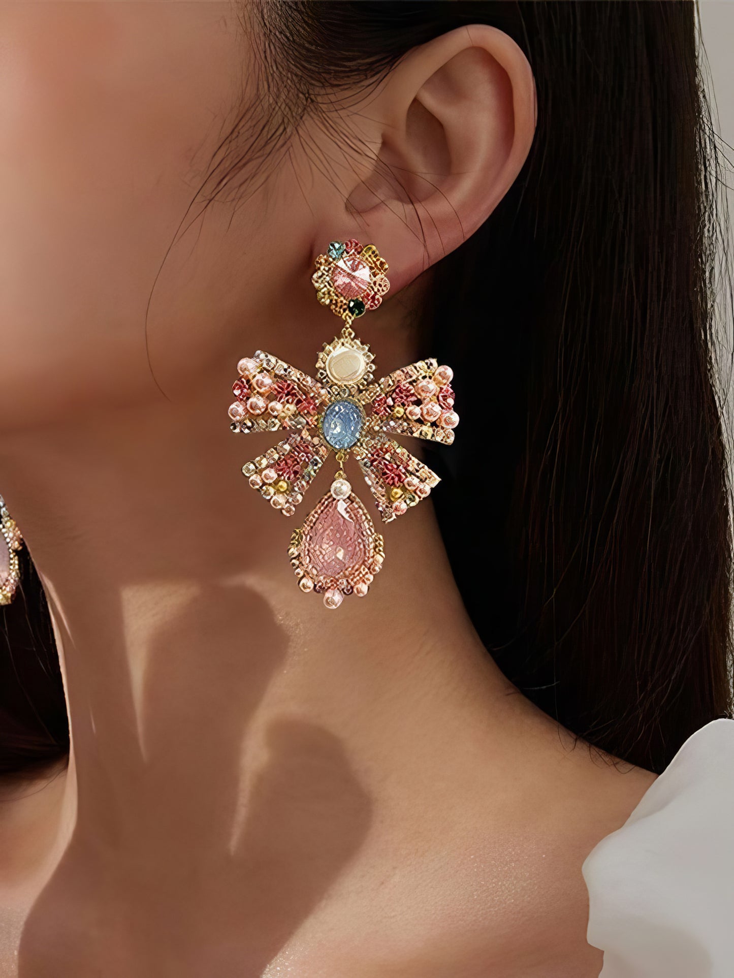 Butterfly Drop Stud Earrings