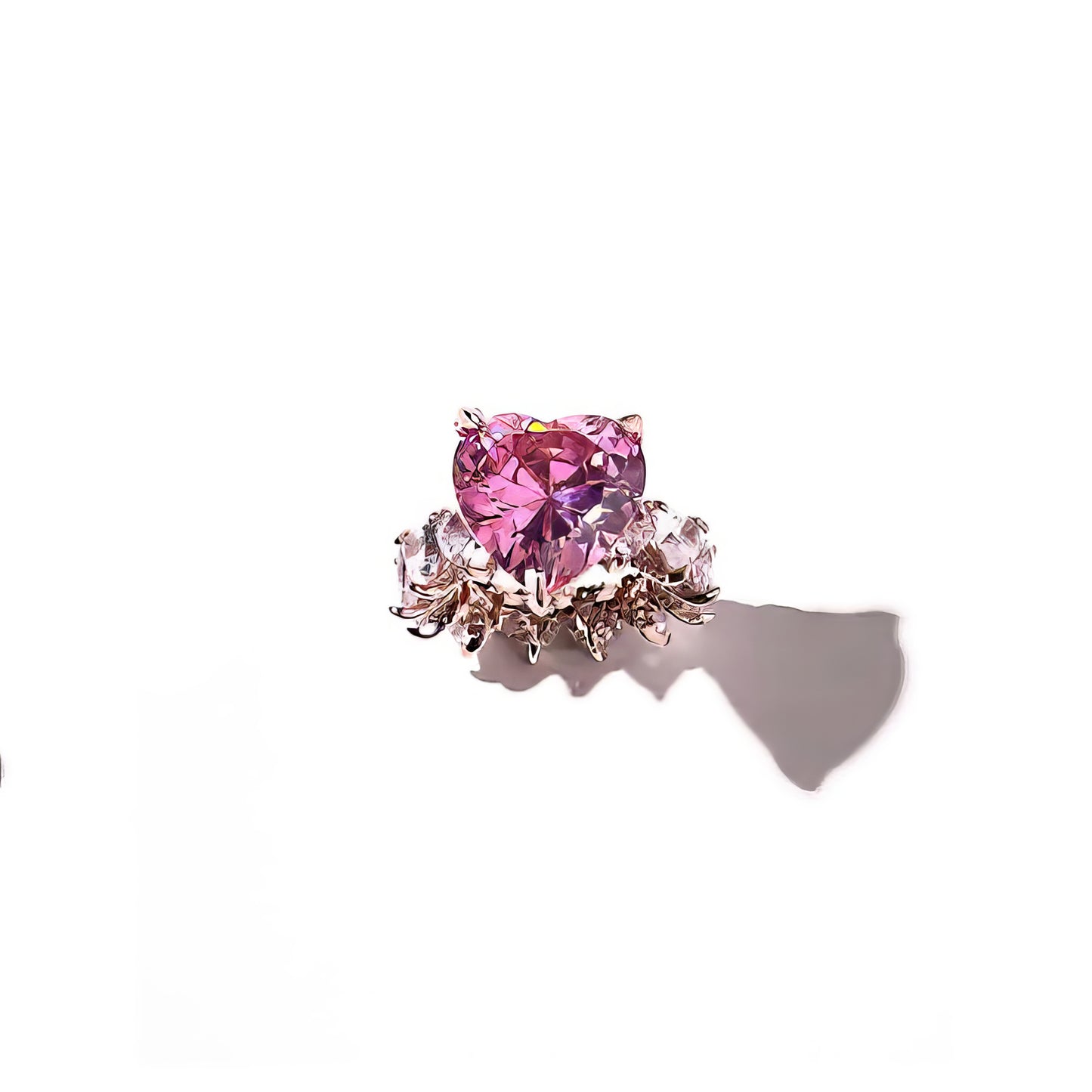 Pink Hearted Crystral Ring