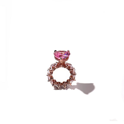 Pink Hearted Crystral Ring