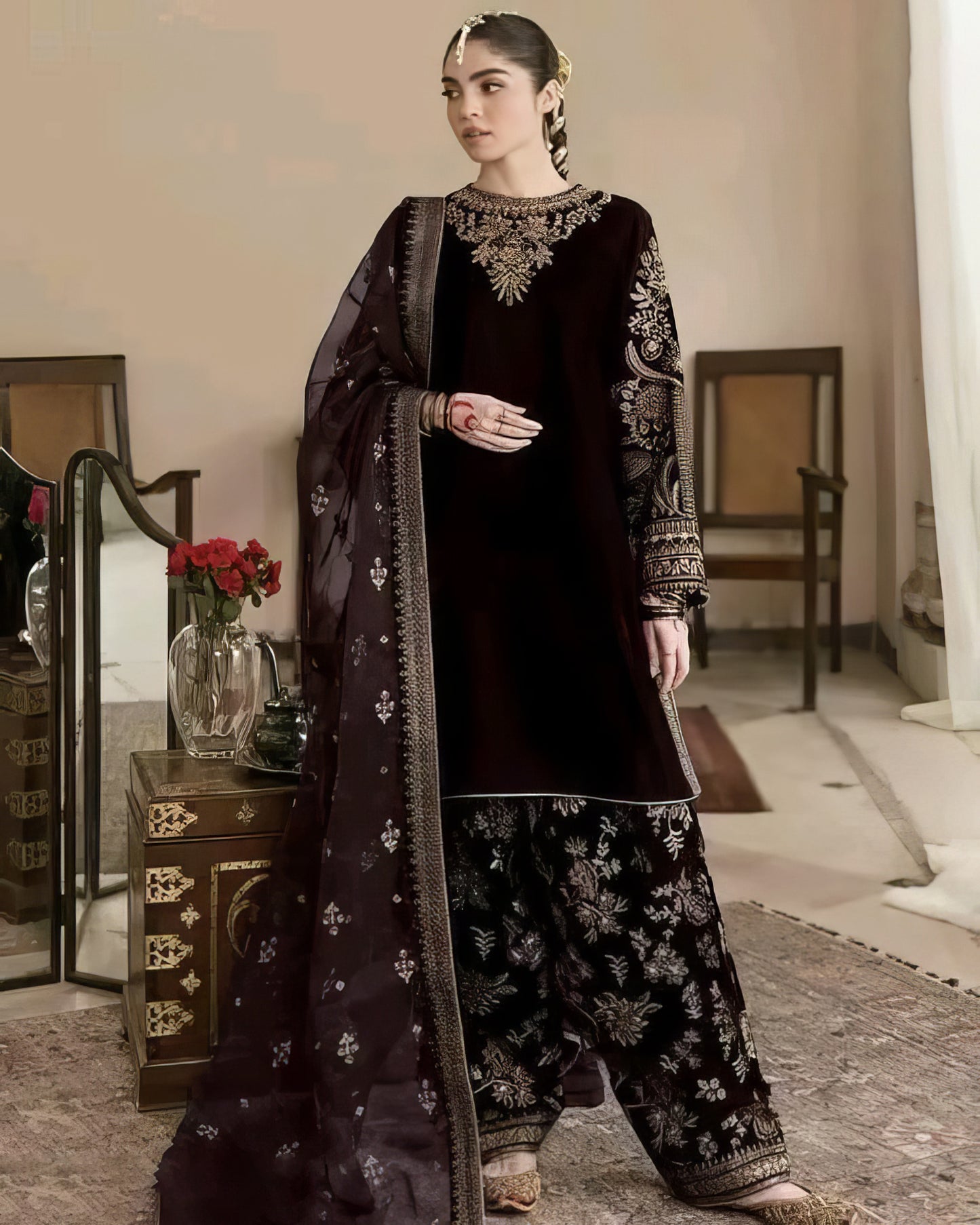 Designer Velvet Kurti Set