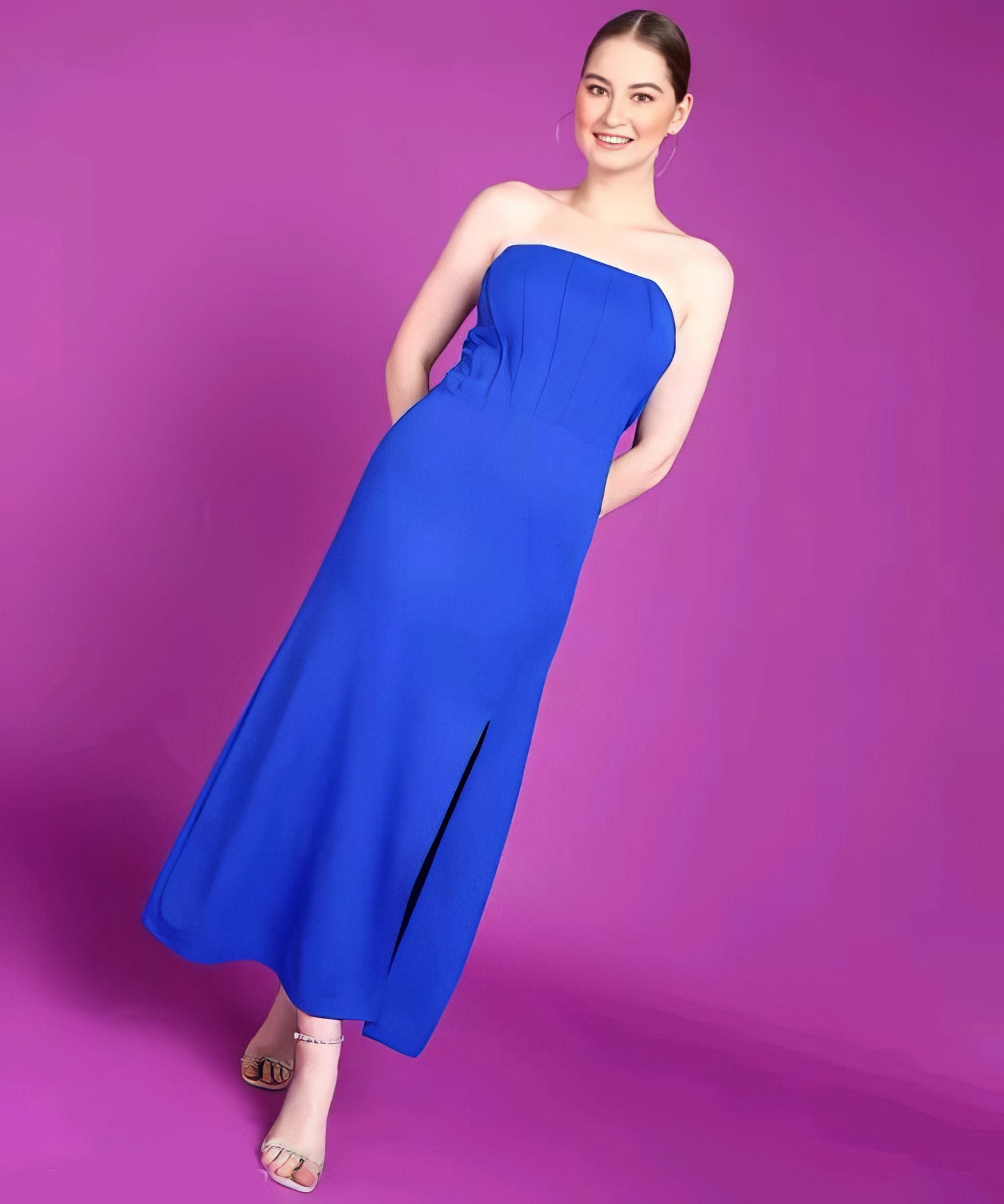 Solid Off-Shoulder Partywear Corset Dress