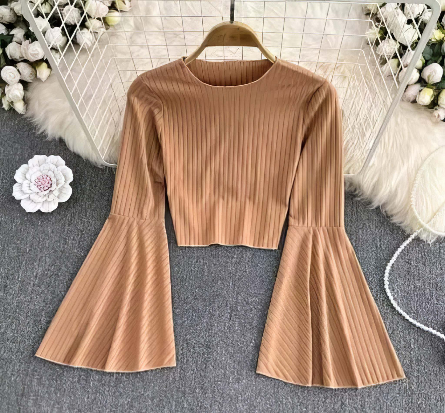Rib-knit turtleneck top