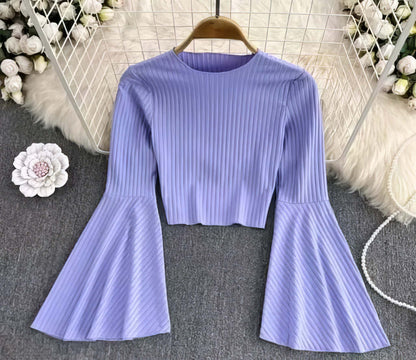 Rib-knit turtleneck top